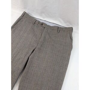 Berle‎ Dress Pants  38x30 Wool Flannel Glenn Check Plaid Pleated Trousers Cuffed